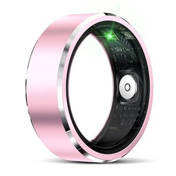 R5 Anneau intelligent en alliage d\'aluminium avec boîtier de chargement - Taille : 8/18.2mm - Rose