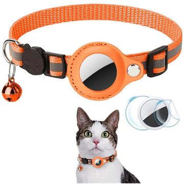 Collier réfléchissant avec support AirTag 1/2 et cloche - Chats et petits chiens - Orange