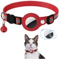 Collier réfléchissant avec support AirTag 1/2 et cloche - Chats et petits chiens - Rouge