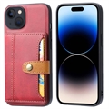 Étui iPhone 15 avec Portefeuille - Retro Style - Rouge