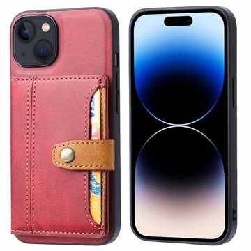 Étui iPhone 15 avec Portefeuille - Retro Style - Rouge