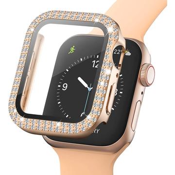 Coque Apple Watch SE (2022)/SE/6/5/4 en Décorative Strass avec Protecteur d\'écran - 40mm - Rose Doré