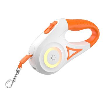 Rojeco Laisse automatique pour chien avec LED - 5m - Blanc / Orange