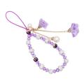 Bracelet de téléphone avec breloques en forme de rose et perles de cristal - Violet