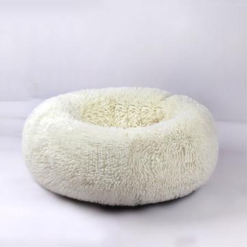 Lit rond en peluche pour animaux de compagnie - 40x26cm - Blanc