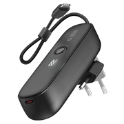 SBS Power Bank hybride 2-en-1 et chargeur mural avec câble USB-C intégré - 5000mAh - Noir