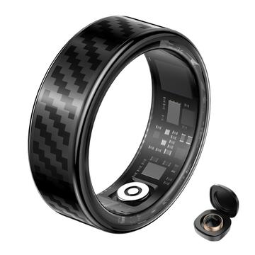 SY02 Bague intelligente avec motif en fibre de carbone - Taille : 20.7mm - Noir