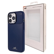 Coque iPhone 13 Pro en TPU Saii Fibre de Carbone - Bleue