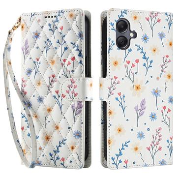 Étui portefeuille Samsung Galaxy A07 4G à motif floral rhombique