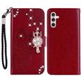 Etui Samsung Galaxy A15 Owl Rhinestone - Rouge