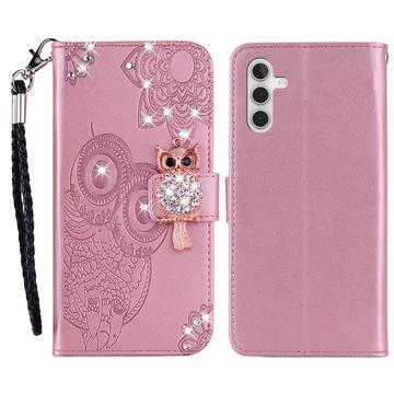 Etui Samsung Galaxy A15 Owl Rhinestone - Rose Doré