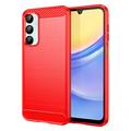 Coque Samsung Galaxy A16 en TPU Brossé - Fibre de Carbone - Rouge