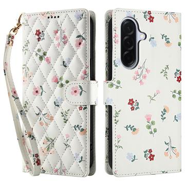 Étui portefeuille Samsung Galaxy A17/A26 à motif floral rhombique - Roses