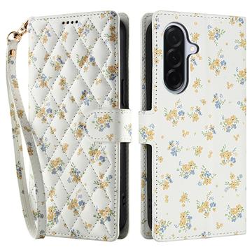 Étui portefeuille Samsung Galaxy A17/A26 à motif floral rhombique