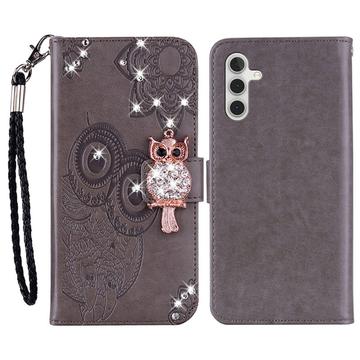 Etui Samsung Galaxy A25 Hibou Strass - Gris