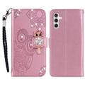 Etui Samsung Galaxy A25 Hibou Strass - Rose Doré