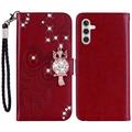 Etui Samsung Galaxy A54 5G Owl Rhinestone - Rouge