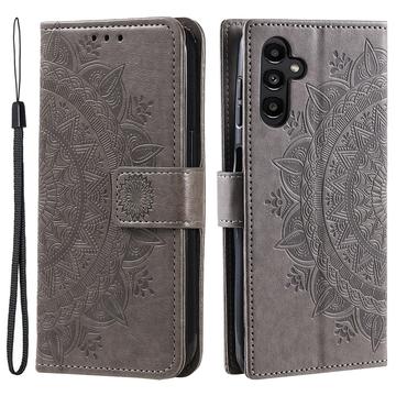 Étui Portefeuille Samsung Galaxy A55 Mandala Série - Gris
