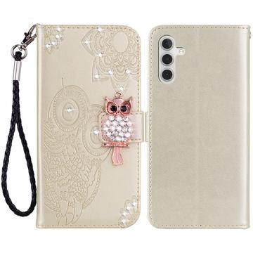 Etui Samsung Galaxy A55 Owl Rhinestone - Doré