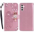 Etui Samsung Galaxy A55 Owl Rhinestone - Rose Doré