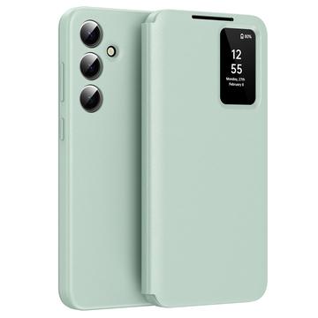 Étui à rabat Samsung Galaxy A55 Smart Clear View avec fente pour carte - Vert clair