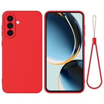 Coque Samsung Galaxy A56 en silicone liquide avec dragonne - Rouge