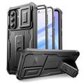 Étui Samsung Galaxy A57 Tech-Protect Kevlar Cam+ 2 pièces - Protecteur d'écran, protecteur d'appareil photo, support - Noir