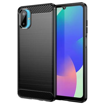 Coque Samsung Galaxy M06/F06 5G en TPU Brossé - Fibre de Carbone - Noire
