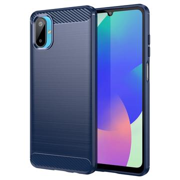 Coque Samsung Galaxy M06/F06 5G en TPU Brossé - Fibre de Carbone - Bleue