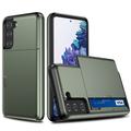 Samsung Galaxy S21 FE 5G Hybrid Case with Sliding Card Slot - Army Green