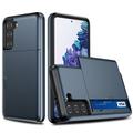 Samsung Galaxy S21 FE 5G Hybrid Case with Sliding Card Slot - Dark Blue