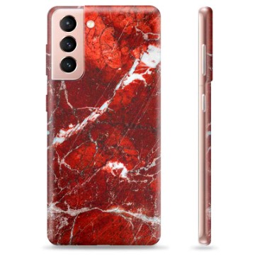 Coque Samsung Galaxy S21 5G en TPU - Marbre Rouge