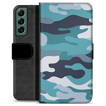 Étui Portefeuille Premium Samsung Galaxy S22+ 5G - Camouflage Bleu