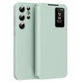 Étui à rabat Samsung Galaxy S22 Ultra 5G Smart Clear View avec fente pour carte - Vert clair