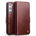 Etui Portefeuille Samsung Galaxy S23 5G en Cuir Qialino Classic - Marron Foncé