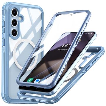 Étui magnétique Samsung Galaxy S24 FE avec protection d\'écran en verre trempé - Compatible MagSafe - Bleu