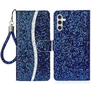 Étui portefeuille stylisé à paillettes pour Samsung Galaxy S24 FE - Bleu
