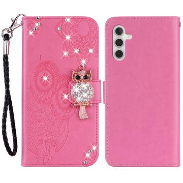 Etui Samsung Galaxy S24 Owl Rhinestone - Rose Vif