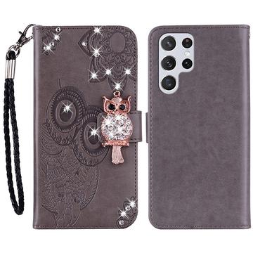 Etui Samsung Galaxy S24 Ultra Hibou Strass - Gris