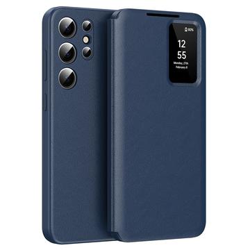 Étui à rabat Samsung Galaxy S24 Ultra Smart Clear View avec fente pour carte - Saphir