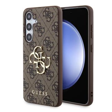 Coque Hybride Samsung Galaxy S24+ Guess 4G Big Metal Logo - Marrone