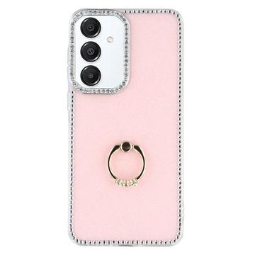 Coque Hybride Samsung Galaxy S25/S24 CrystalGlow avec support à anneau - Rose