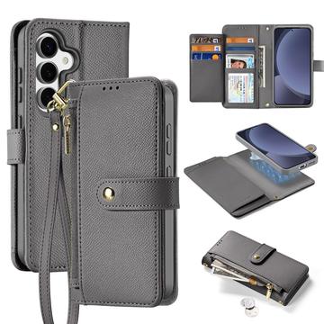 Étui portefeuille en cuir Samsung Galaxy S25 avec couverture magnétique Dux Ducis Lawa - Gris