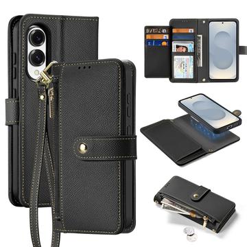 Étui portefeuille en cuir Samsung Galaxy S25 Edge avec couverture magnétique Dux Ducis Lawa - Noir