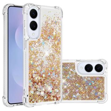 Coque Samsung Galaxy S25 Edge en TPU Glitter Quicksand - Coeurs d\'or