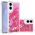 Coque Samsung Galaxy S25 Edge en TPU Glitter Quicksand - Coeurs roses