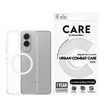 Coque Samsung Galaxy S25 Edge PanzerGlass Care Urban Combat - Compatible MagSafe - Blanche / Transparente