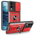 Coque Hybride Samsung Galaxy S25 Edge à Anneau Rotatif avec Protection pour Appareil Photo - Rouge