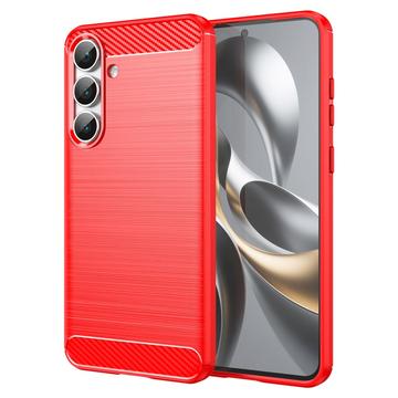 Coque Samsung Galaxy S25 FE en TPU Brossé - Fibre de Carbone - Rouge