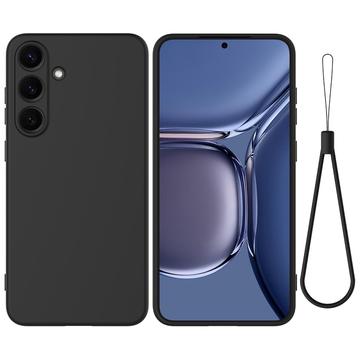 Coque Samsung Galaxy S25 FE en silicone liquide avec dragonne - Noire